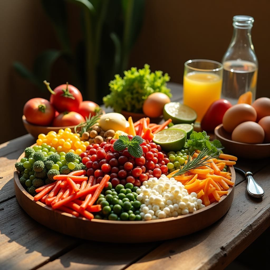 prato com comida saudavel frutas salada Saude é essencial viva plenamente